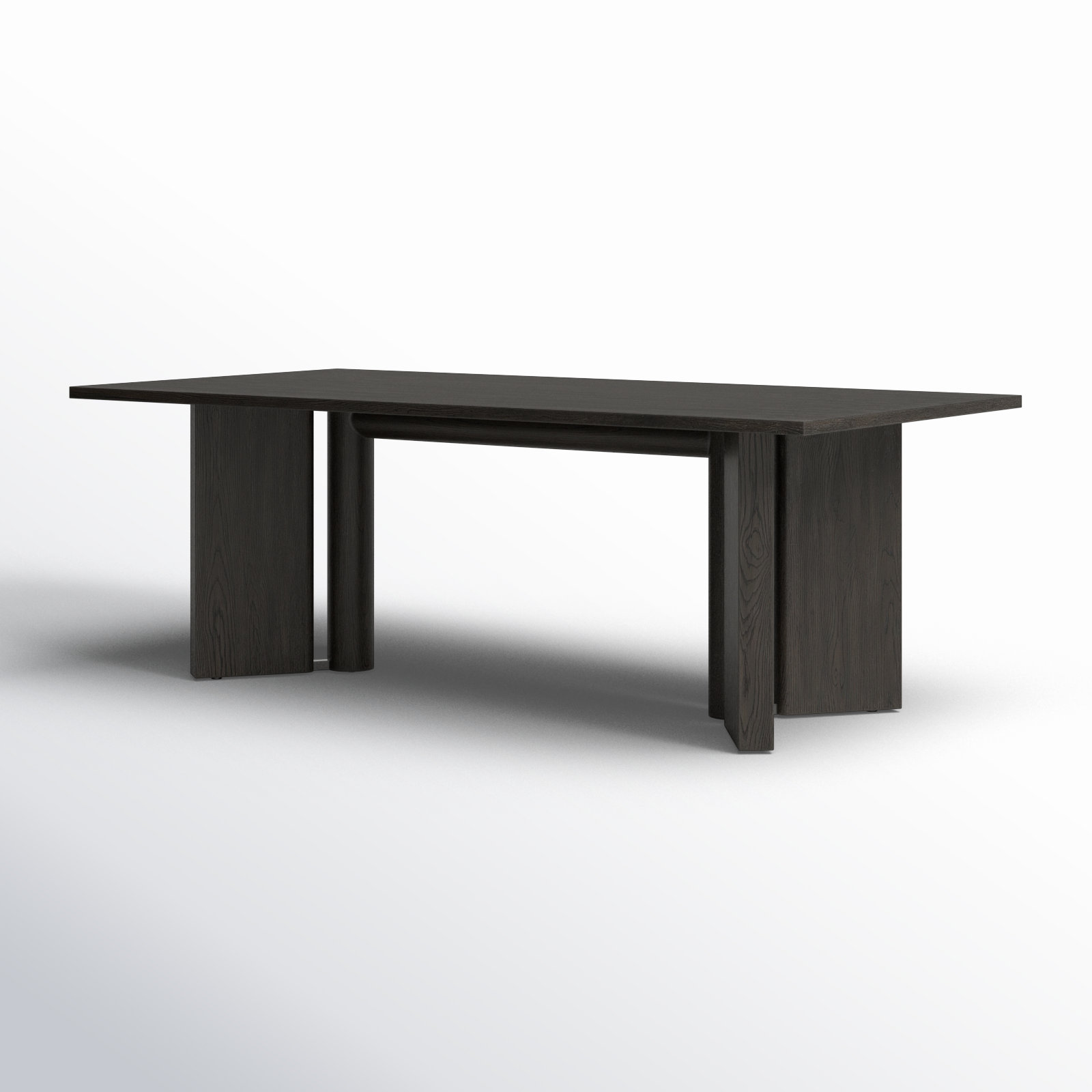 Olly Oak Dining Table, Smoked Black Veneer, 30" H x 84" D x 84" W