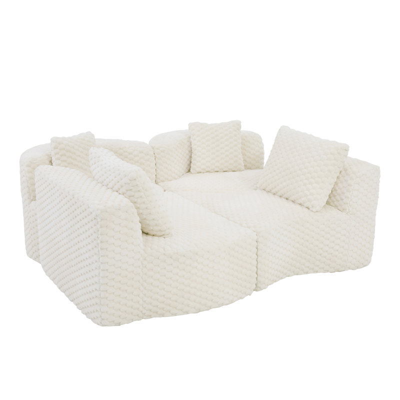 Ophelia 137.8" Compressed Modular Sectional Sofa with Free Combination Design, White