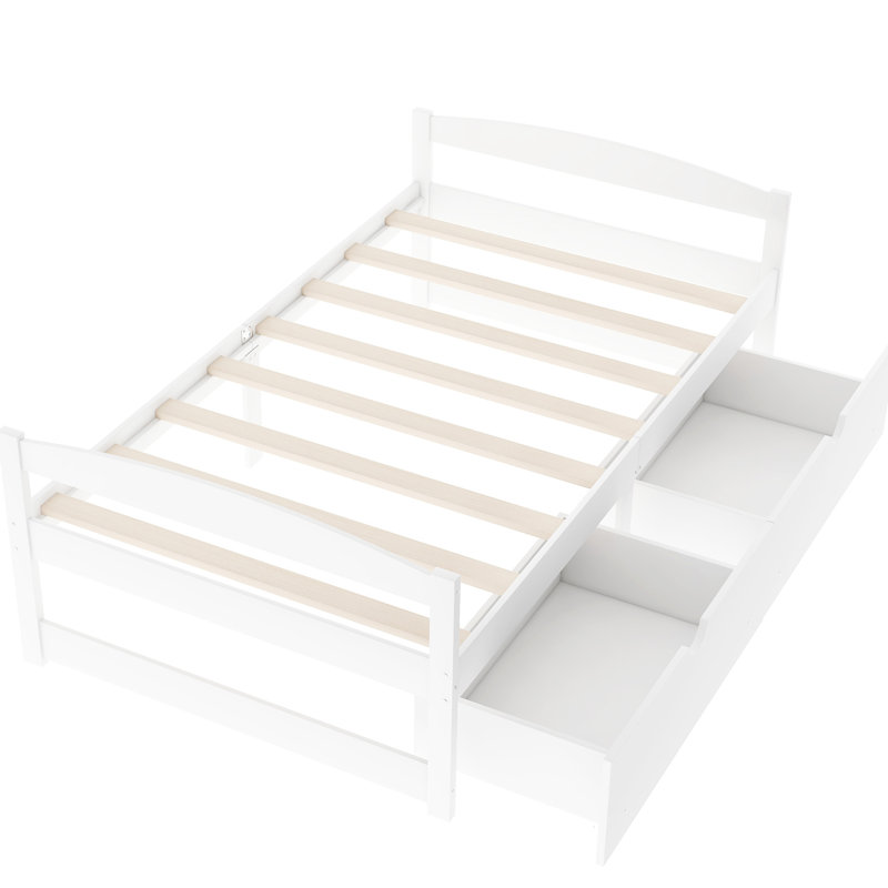 Lit simple blanc avec 2 tiroirs fonctionnels de qualité moderne