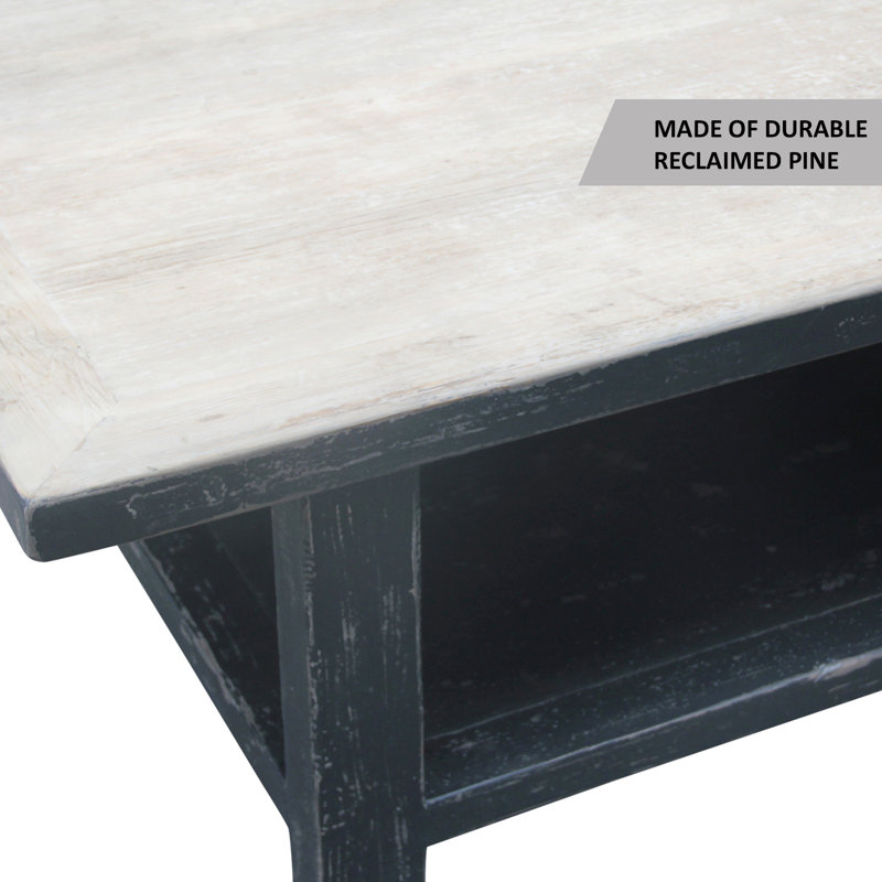 Solid Wood Coffee Table, 17" H x 67" L x 43" W, Off White