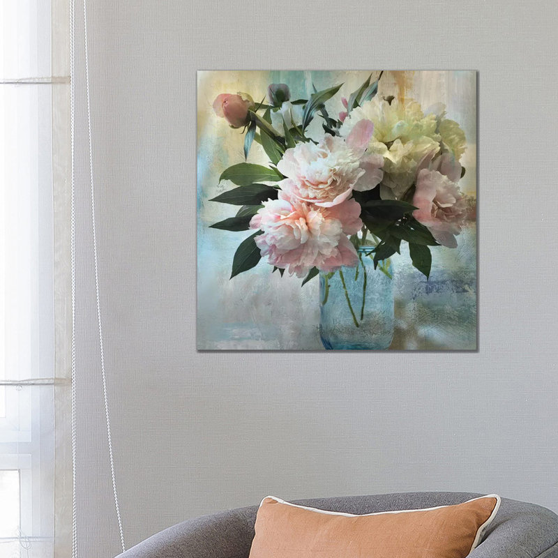 " Peony Bouquet II " by Nan, Wrapped Canvas, No Mat, 26" H x 26" W x 1.5" D