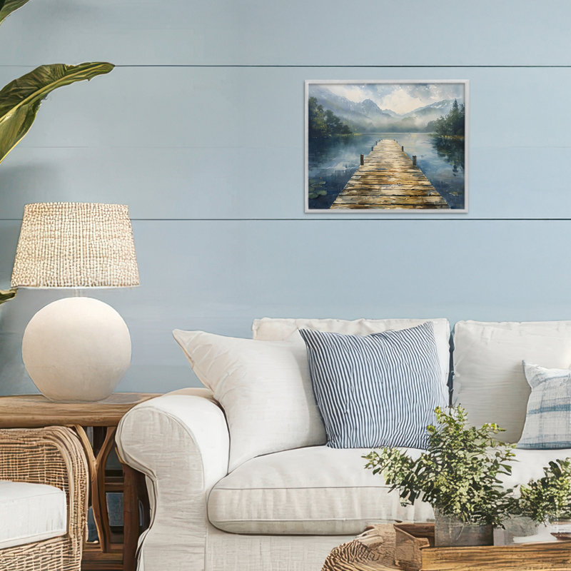 Giclée encadrée en bois au-dessus d'un lac, design par LSR Creative Studio, Estampe numérique Farmhouse, H 11 po x l 14 po