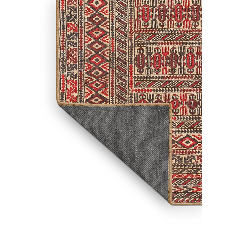 Tapis traditionnel brun / beige / rouge, Rectangle 2 pi x 3 pi