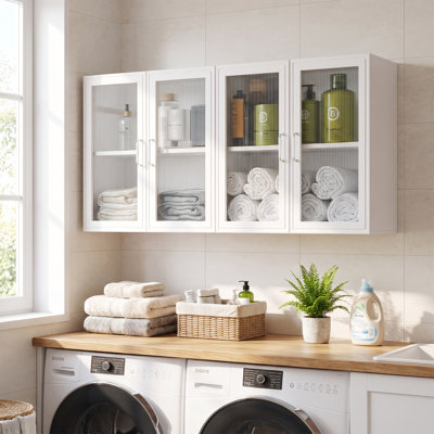 Armoire de rangement murale 47,2 po x 23,6 po, portes en acrylique résistant aux chocs, 3 tablettes réglables, organisateur multi-scène pour la maison