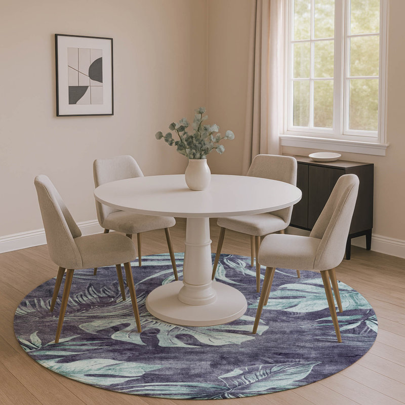 Premium Machine Washable Fairwood AMF1887 Floral Rug, Round 8'