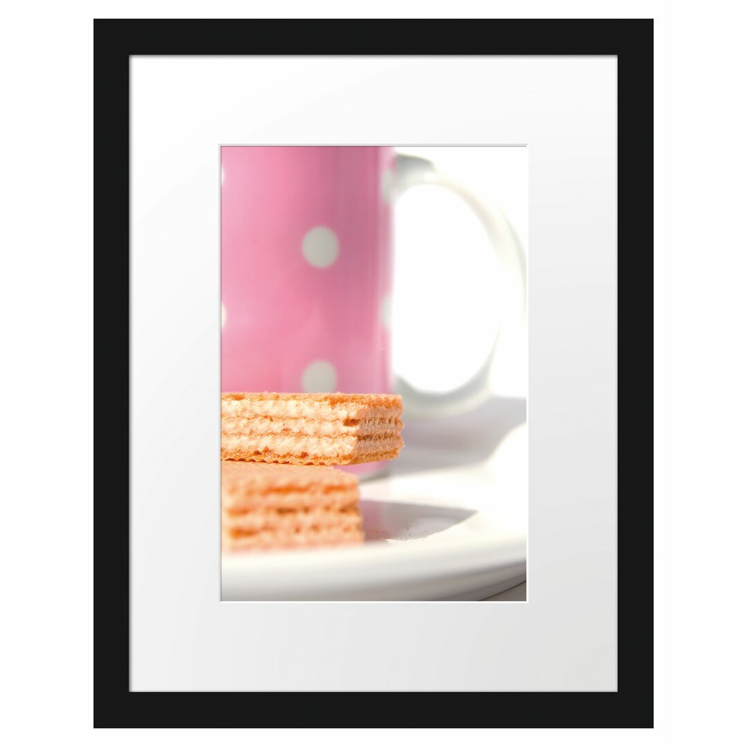 Gerahmtes Poster Kaffee und Waffeln