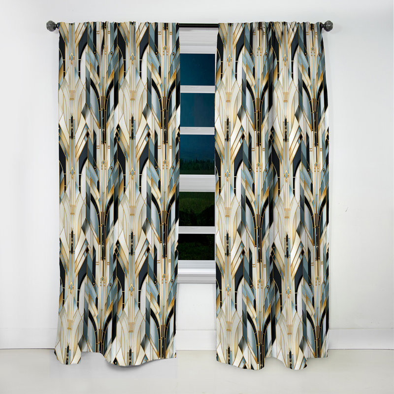 Damask Gold And White Art Decor - Damask Curtain - Blackout Damask Curtain - 1 Panels, 52" W x 63" L