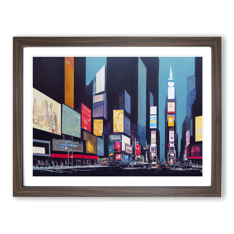 New York Times Square Vol.7 1 Piece Single Picture Frame Wall Art, 46cm H x 64cm W x 2cm D, Walnut