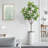 Artificial Tree in Modern Minimalist White Textured Planter Fake Magnolia Tree-104351663