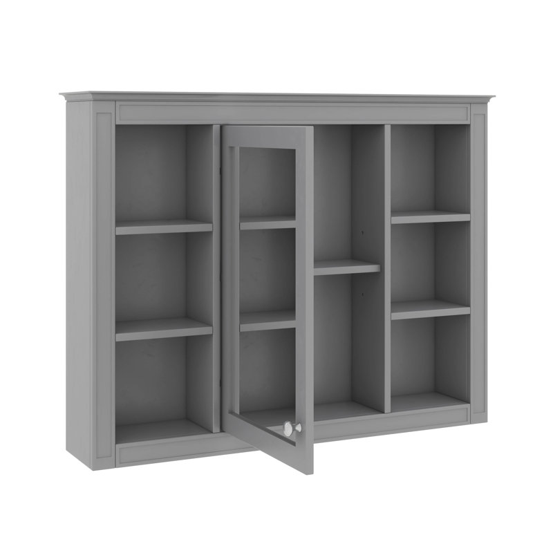 Armoire à pharmacie murale 35 po x 27,5 po avec miroir et 6 tablettes ouvertes, Gris