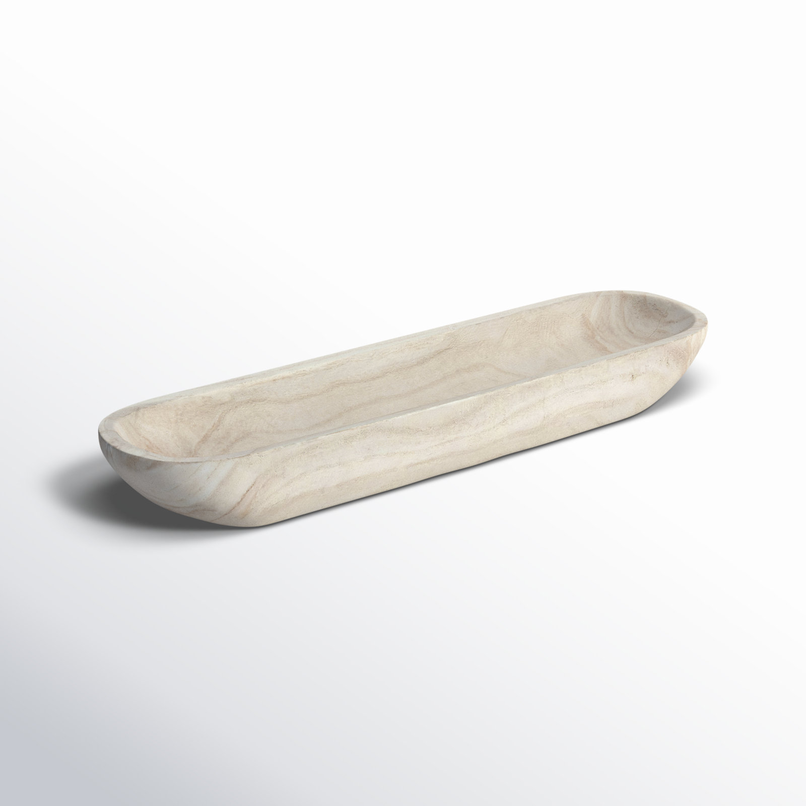 Kailyn Wood Decorative Bowl 1, White, 3.1"H x 23"W x 6"D
