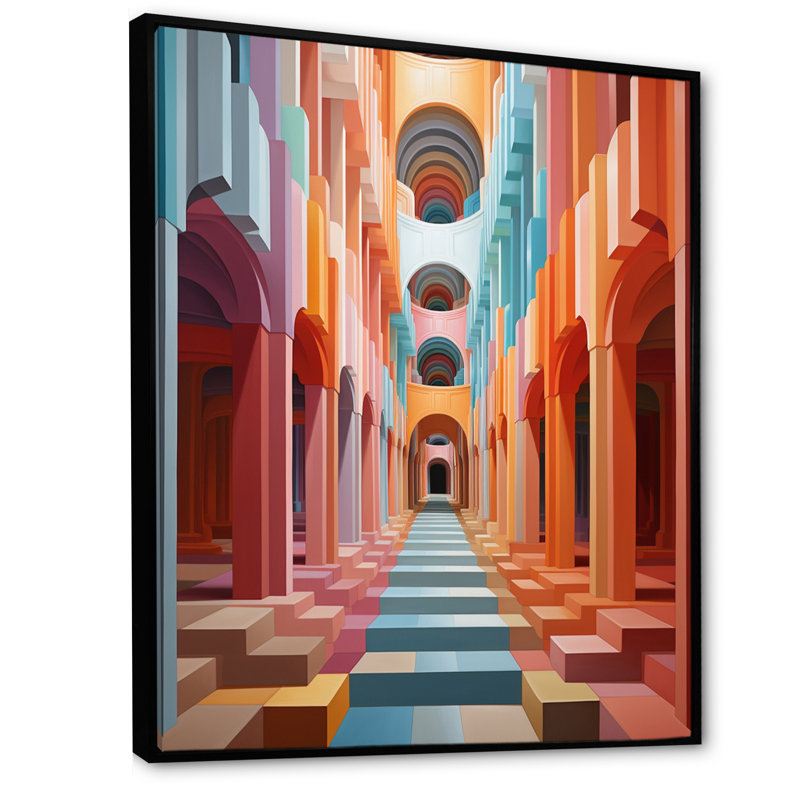 Illusion optique Op Art I - reproduction, Cadre flottant noir, H 44 po x l 34 po x P 1,5 po