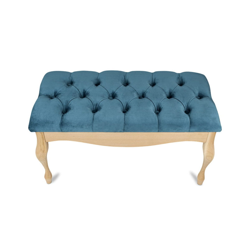 Keeter Velvet Upholstered Bench, H40 x W120 x D40cm, Teal, Natural