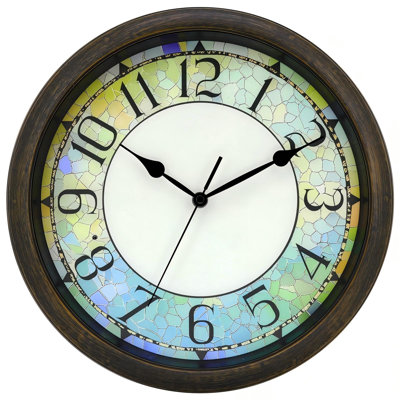 Horloge murale lumineuse 13 pouces, lueur dans le noir, brun | Mouvement silencieux des piles, cadran facile à lire, pour la chambre à coucher, la salle de bain, le salon, la cuisine et le bureau personnel
