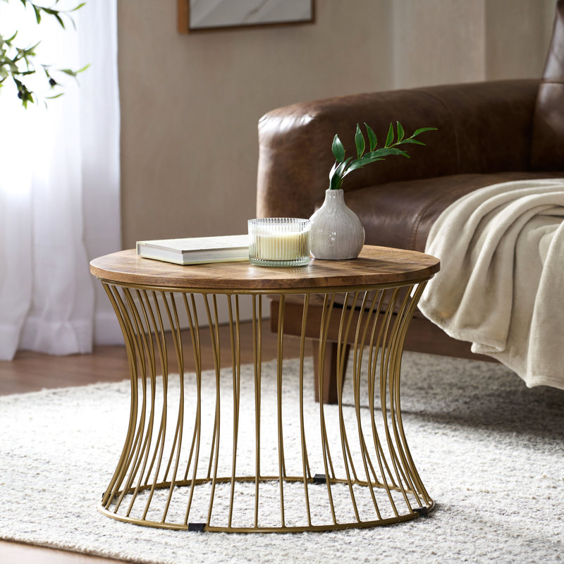 Table basse en bois de manguier et en fer