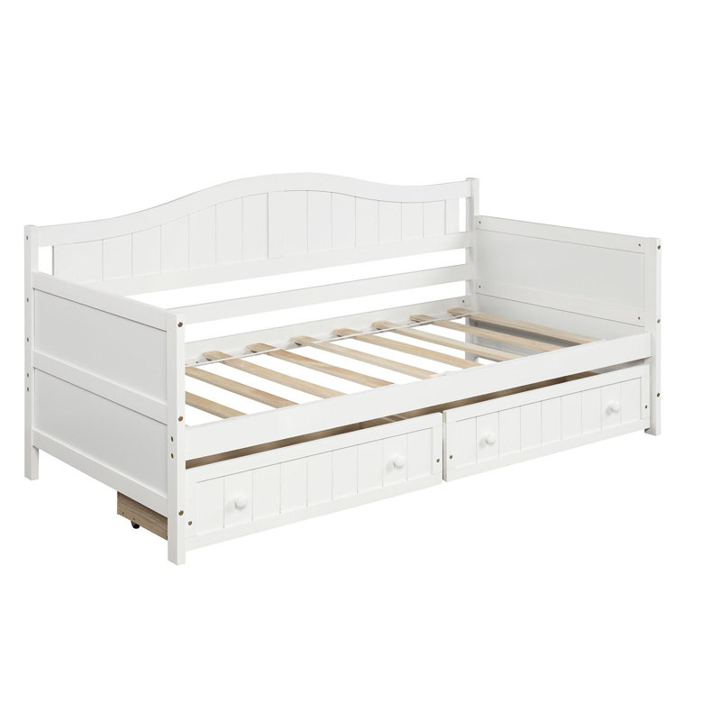 Calcifer Kids Twin Daybed, White, Included Drawer