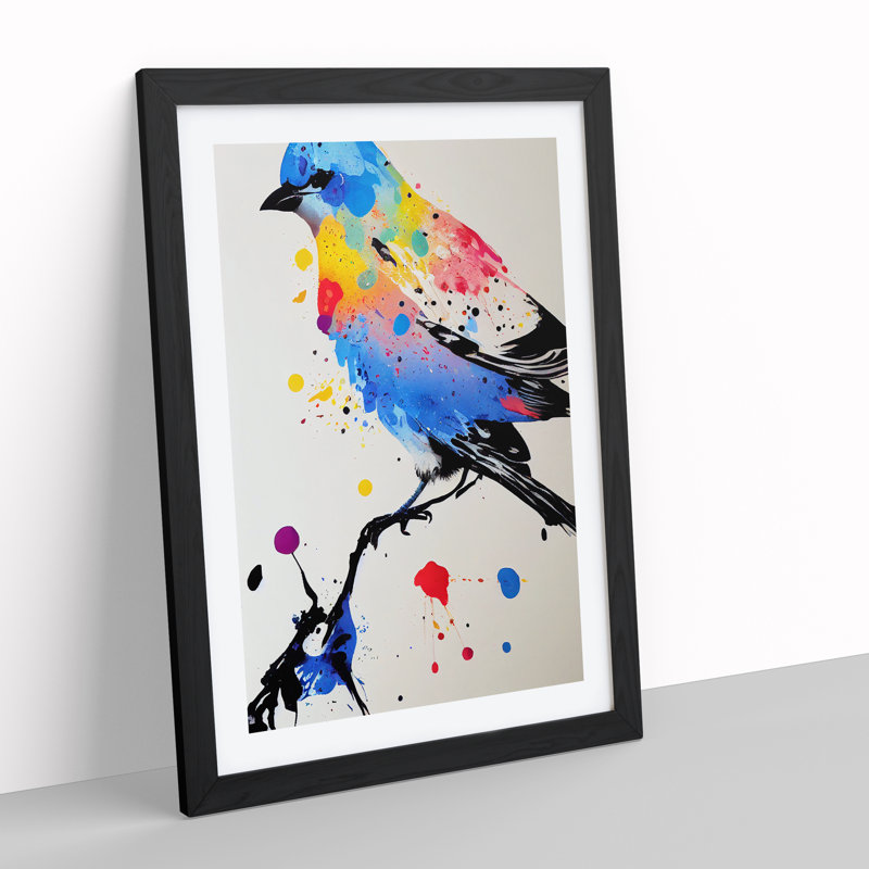 Paint Splash Bird No.2 - Framed Print, Black, 64cm H x 46cm W x 2cm D