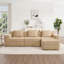 Canapé modulaire modulaire en L à 3 places sans os, canapé modulaire Cloud avec assise profonde, canapé modulaire moderne à 3 places avec coussins décoratifs et 1 repose-pieds mobile, tissu velours côtelé rose-1682542155
