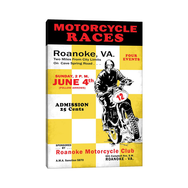 Motorcycle Hill Climb by Mark Rogan - Print on Canvas, Wrapped Canvas, 152.4cm H x 101.6cm W x 3.81cm D