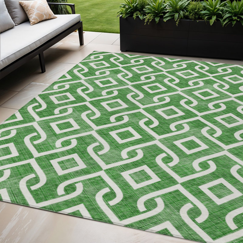 Tapis intérieur lavable à motif géométrique ivoire 5 pi x 8 pi