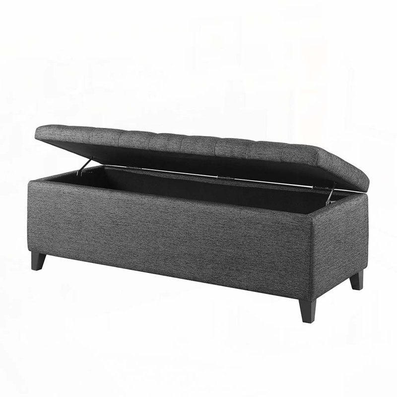 Tufted Top Storage Bench, Mudroom Bench, Charcoal
