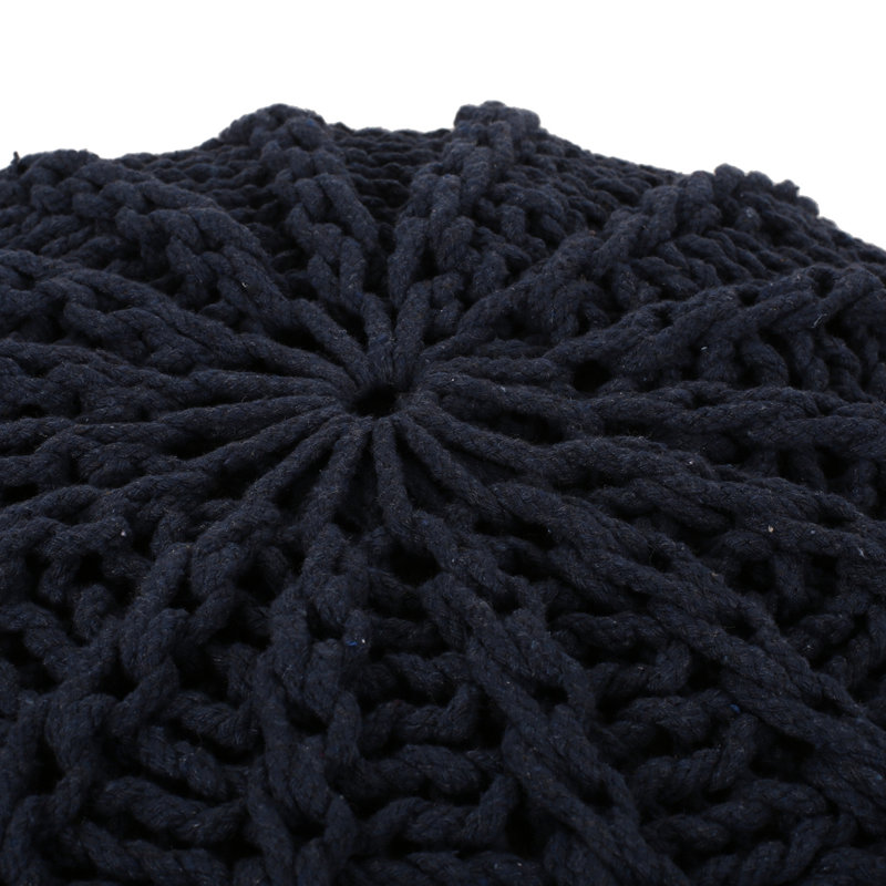 Pouf rond en coton Bordeaux, bleu foncé