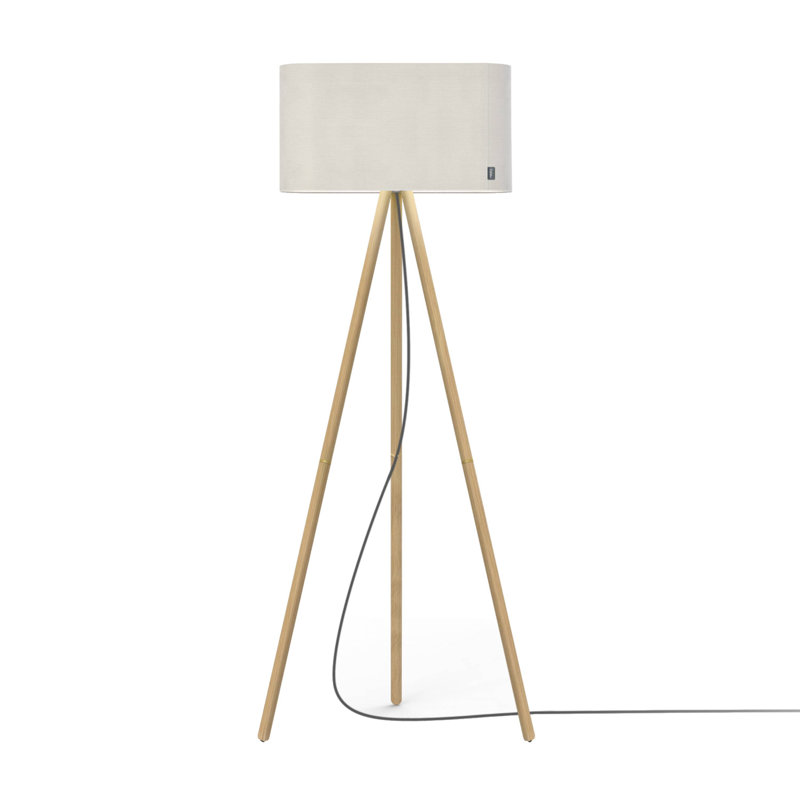 Belmont Tripod Floor Lamp, Oak, White