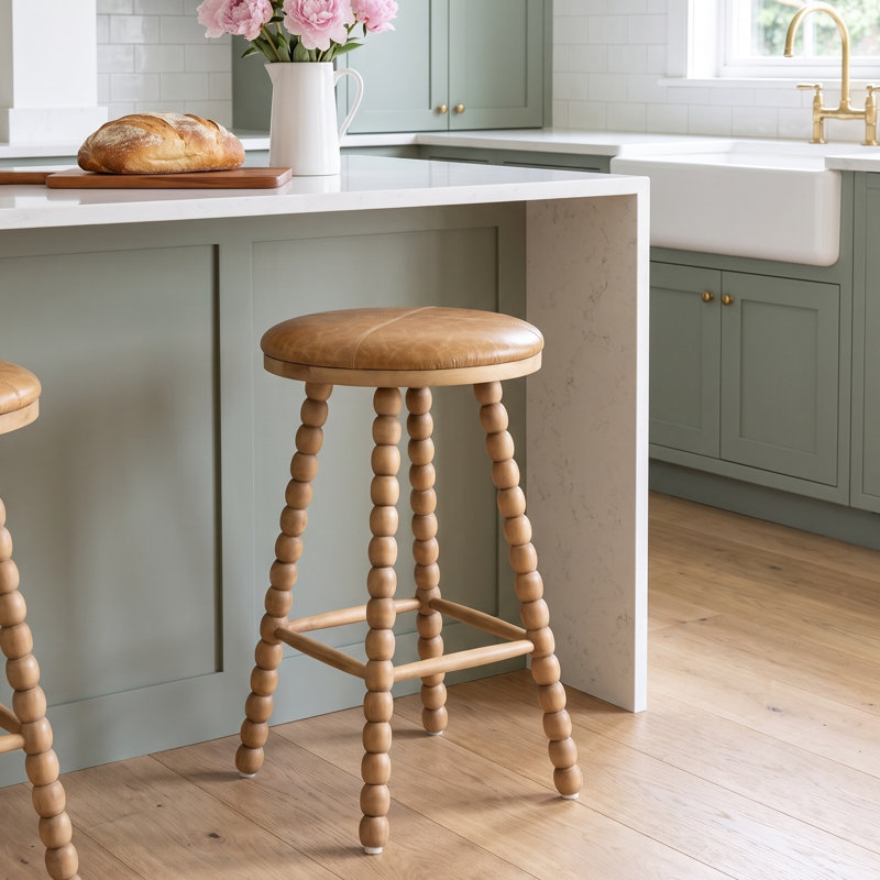 Bramhall 26" Genuine Leather Counter Stool