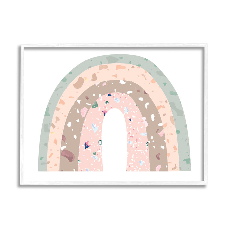 Art abstrait pour enfants, arches napolitaines pour enfants, H 11 po x l 14 po x P 1,5 po, Giclée encadrée blanc bord de mer