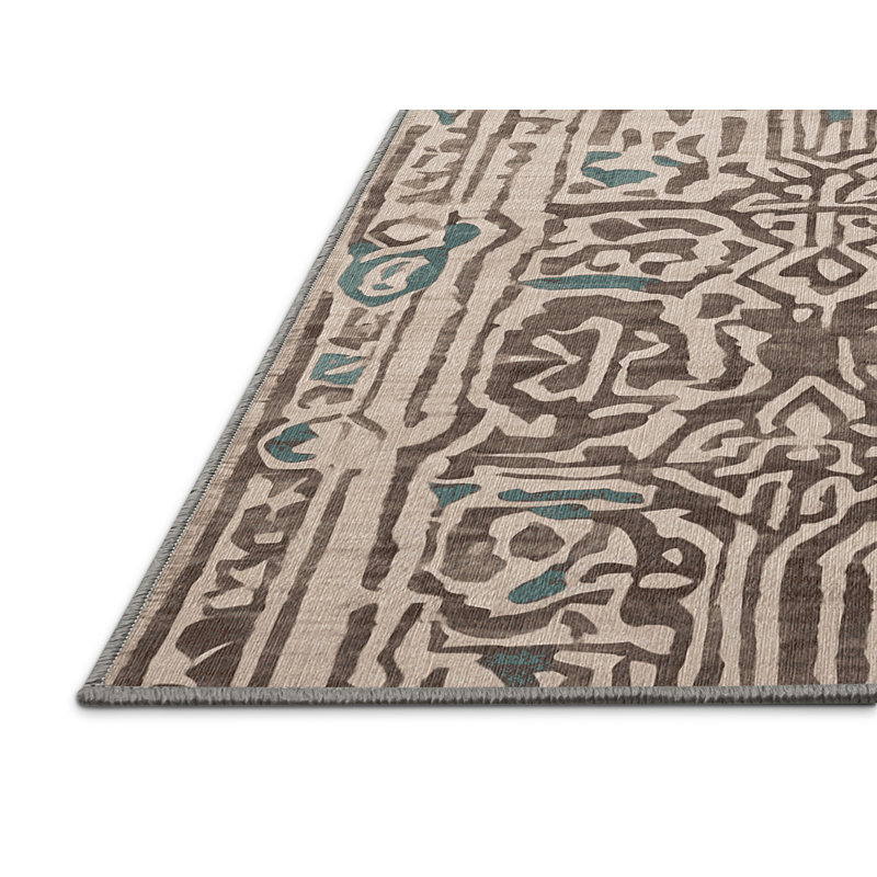 Machine Washable Gray Area Rug, Square 5'