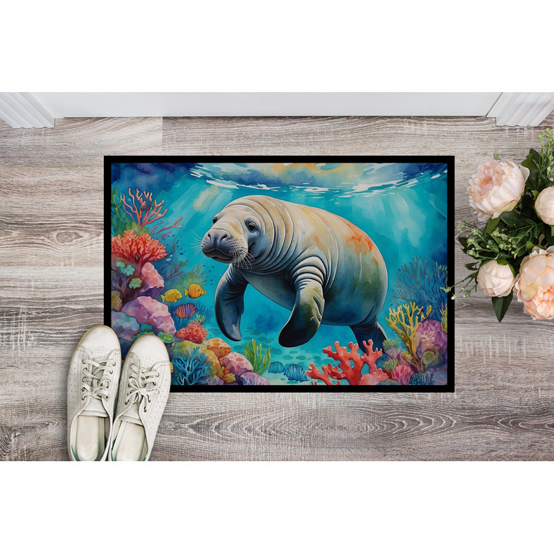 Manatee and Coral Reefs Doormat, 18" W x 27" L