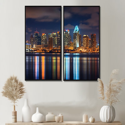 Montreal Skyline At Night - Traditional Wall Art 2-Panels