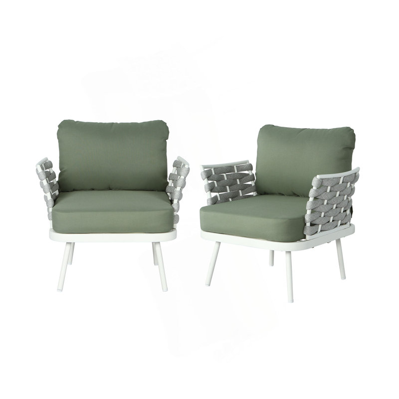 Ensemble de 2 fauteuils club Mariano, Vert, Blanc cassé