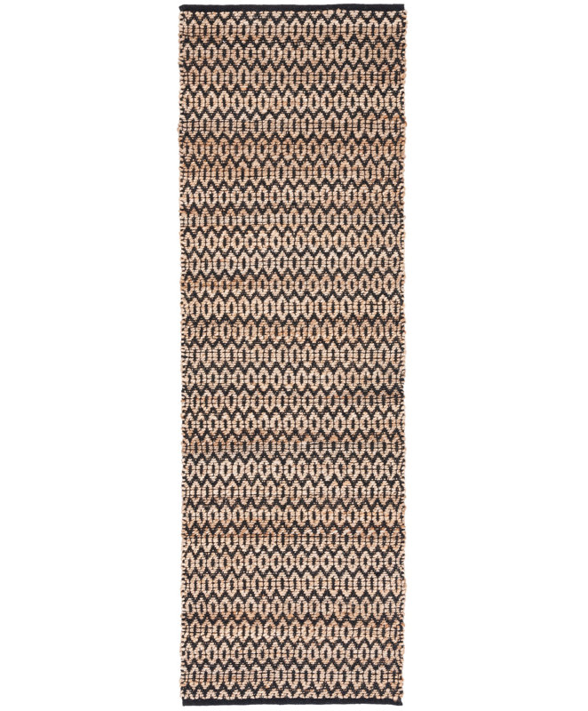 Alexandrina Geometric Handmade Power Loom Area Rug in Brown/Black, Runner 2'6" x 8'