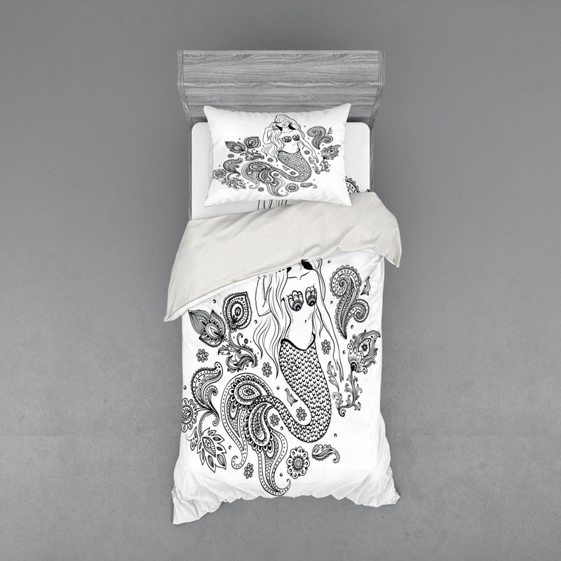 Ensemble de housse de couette Mermaid, Housse de couette simple + 6 pièces supplémentai