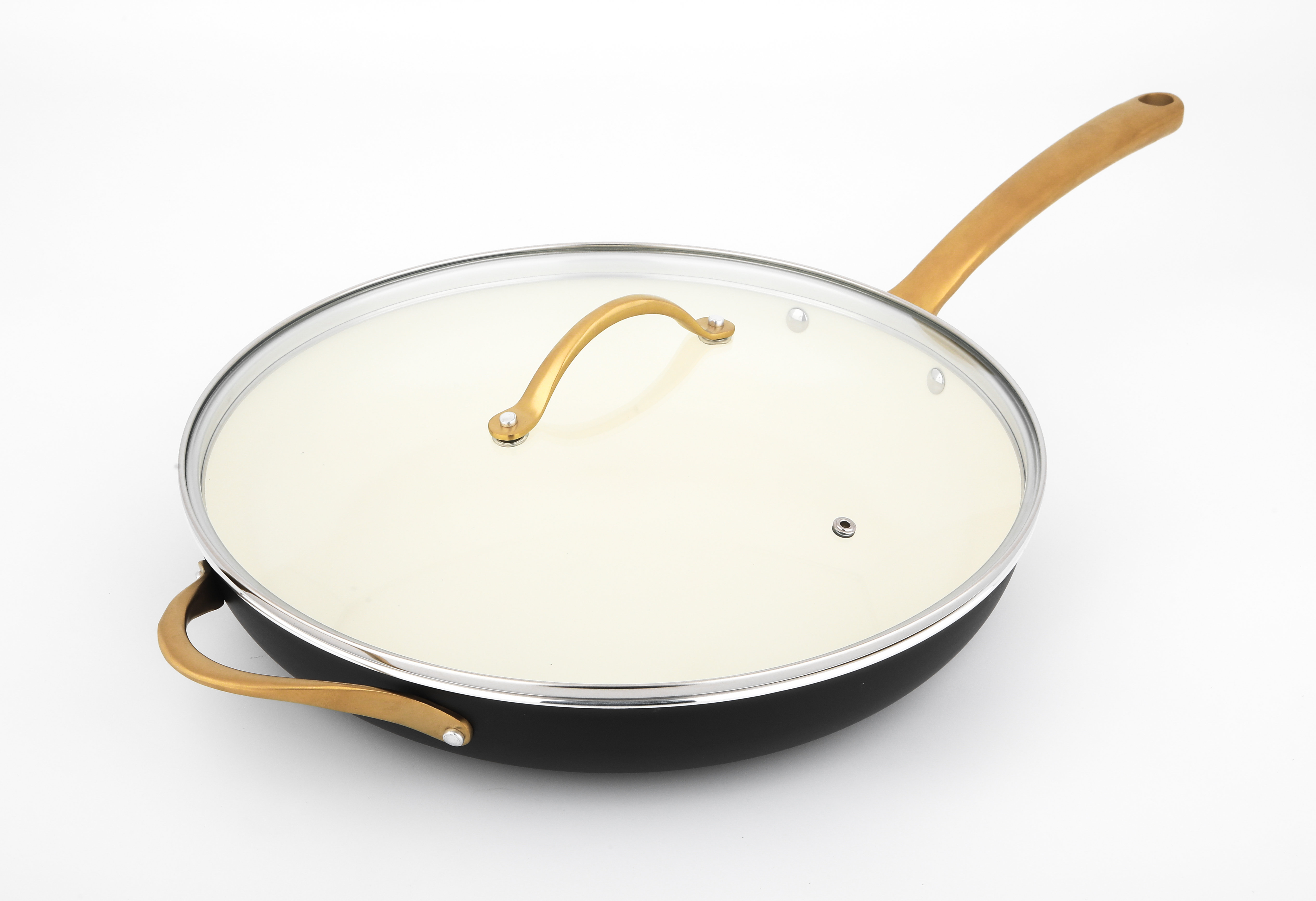 NutriChef 14 Fry Pan With Lid - Extra Large Skillet Nonstick