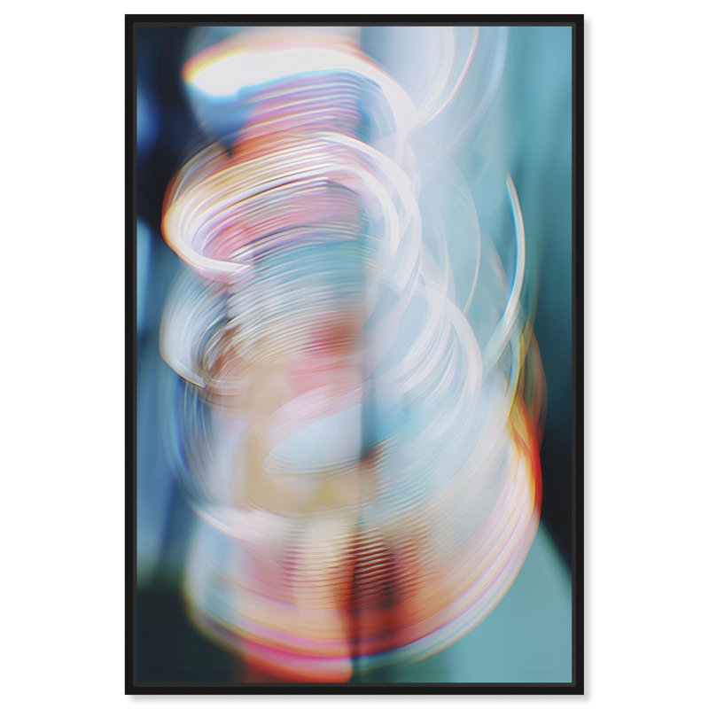 Décoration murale abstraite Swirling Light II par , Cadre flottant noir, H 16 po x l 11 po