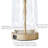 Krantz 24 in. Brown Modern/Bohemian/Farmhouse Dimmable Glass Wood Metal For Bedroom Living Room Bedside Desk Nightstand Table Lamp With White Linen Drum Shape And USB Prot