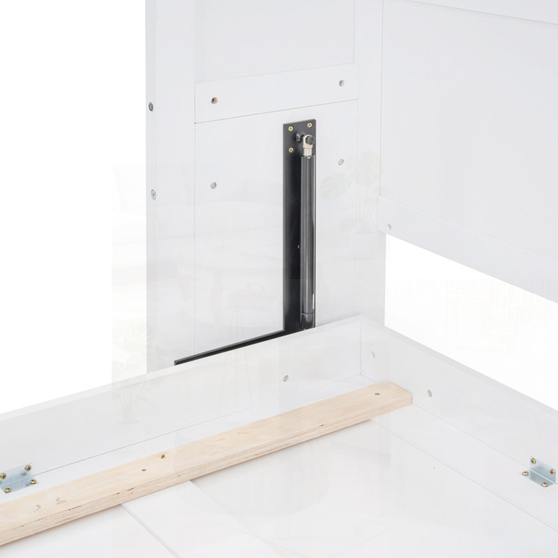 Grand lit escamotable mural avec tablettes supérieures et USB, pour une économie d'espace et une vie moderne., Blanc