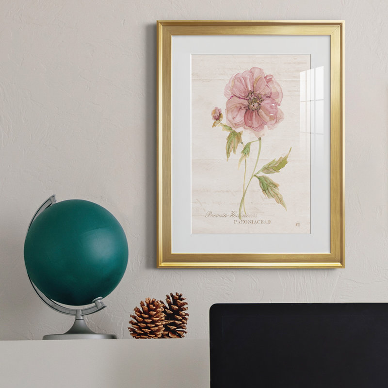 Soft Peony - peinture sur toile encadrée, Or, H 30,5 po x l 22,5 po x P 1 po
