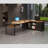 70.8" L-Shaped Executive Desk Computer Desk Writing Desk - Rustic Brown & Black-2075783483