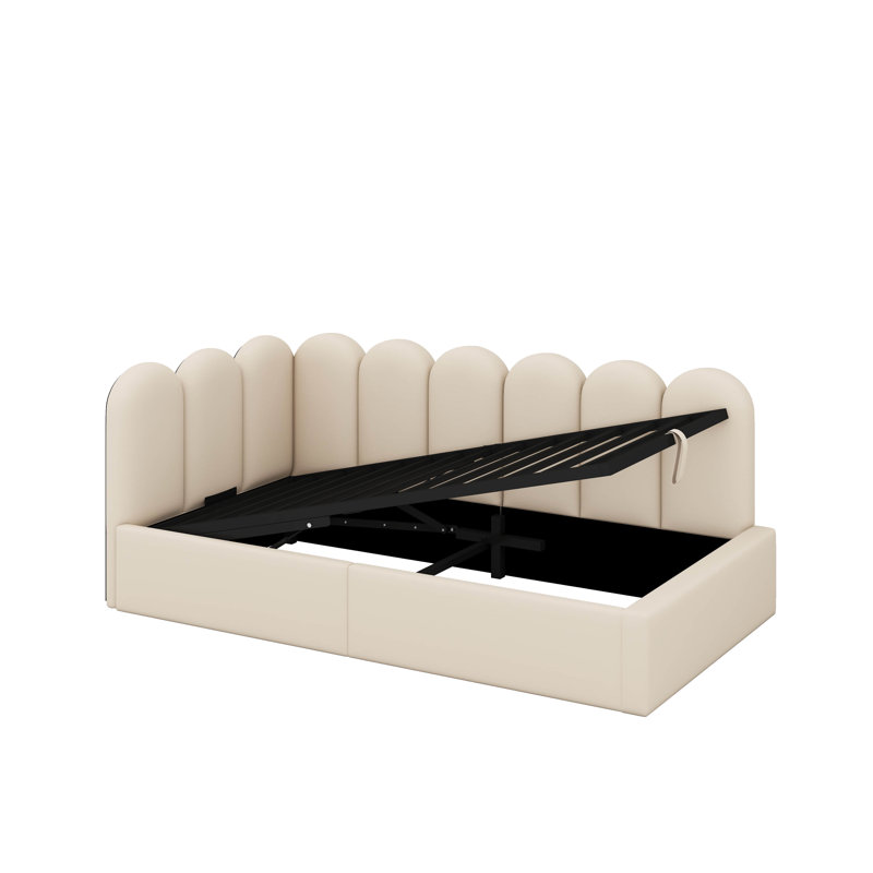 Twin Size Upholstered Daybed With Storage, Beige