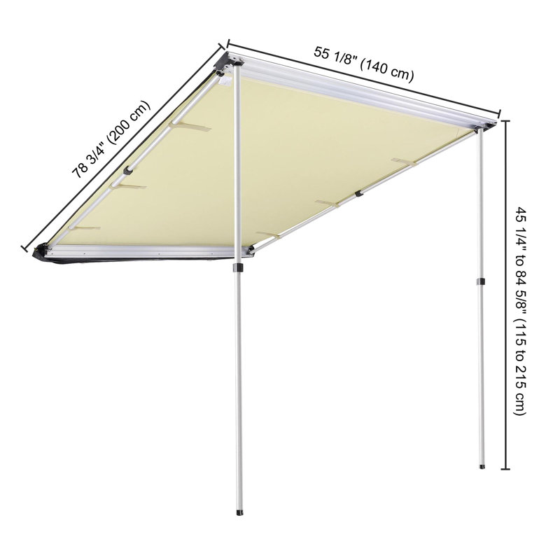 Yescom 55.12'' W x 84.62'' D Fabric Beige Cover Retractable Patio Awning