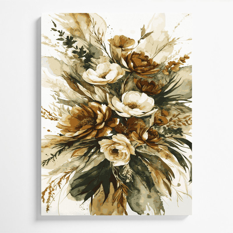 Aquarelle sur toile 79 beige, art mural, H 11 po x l 14 po
