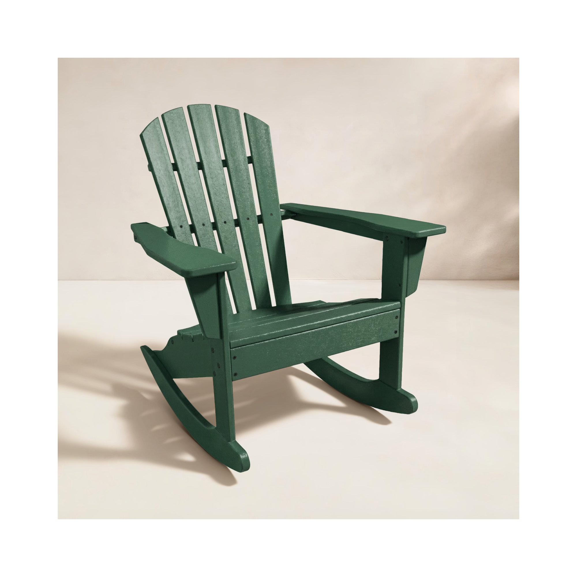 POLYWOOD Palm Coast Adirondack Rocking Chair, Green