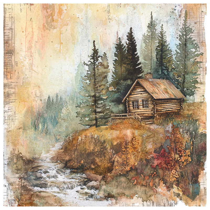Rustic Cabin Forest Bath Mat, 34in W x 21in L