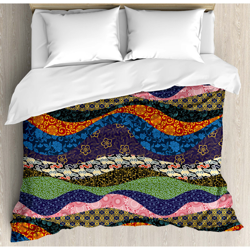 Modern & Contemporary Polyester Patchwork Duvet Cover, King Duvet Cover + 2 King Shams