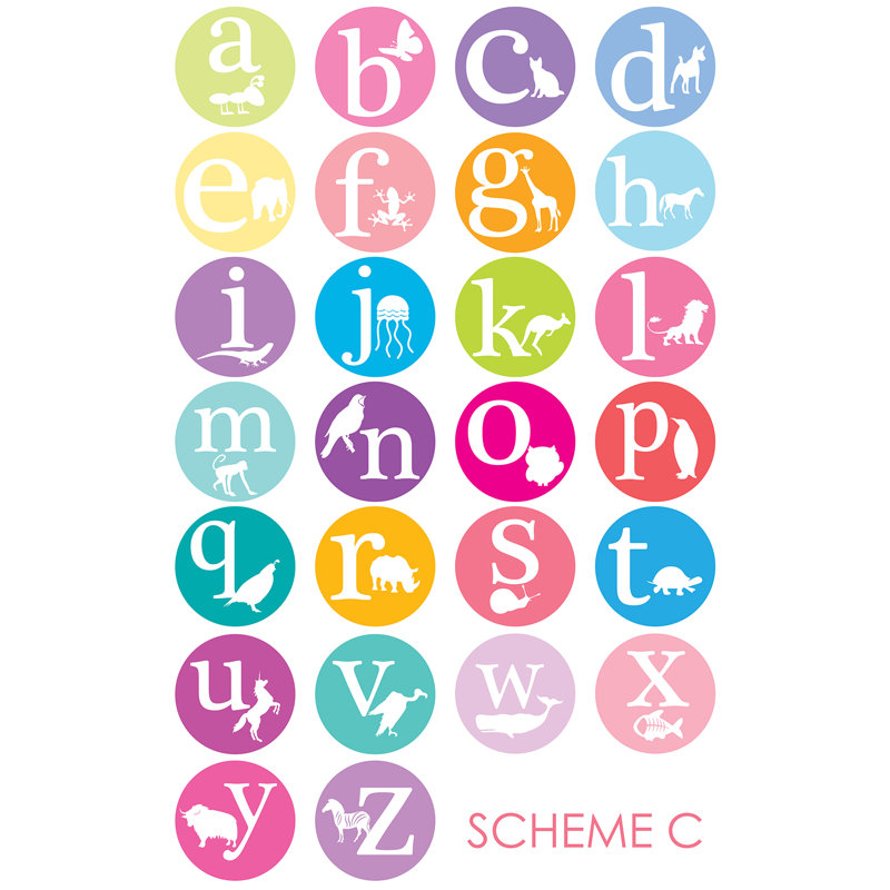 Text & Numbers Non-Wall Damaging Wall Decal, Scheme C