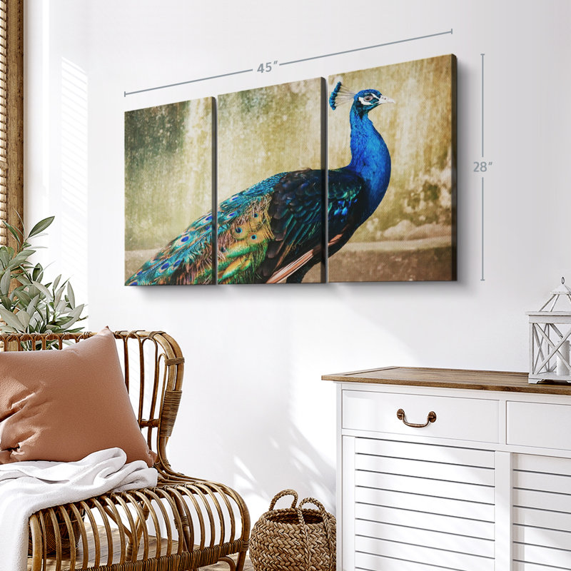 «Peacock Blue Wall Art» sur toile, H 28 po x l 45 po x P 1,25 po
