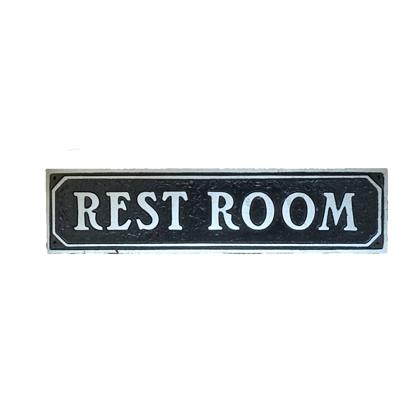 Plaque de porte de toilettes, Aluminium poli noir
